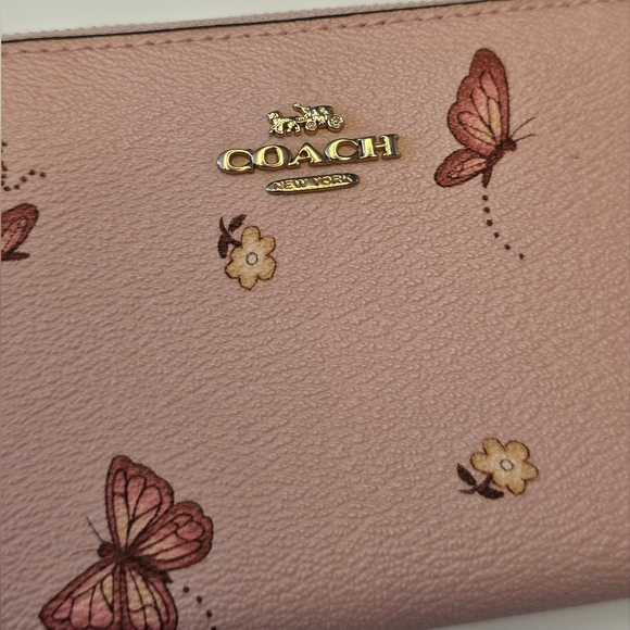 Coach Pink Butterfly Zip Around Wallet - Picture 4 of 9